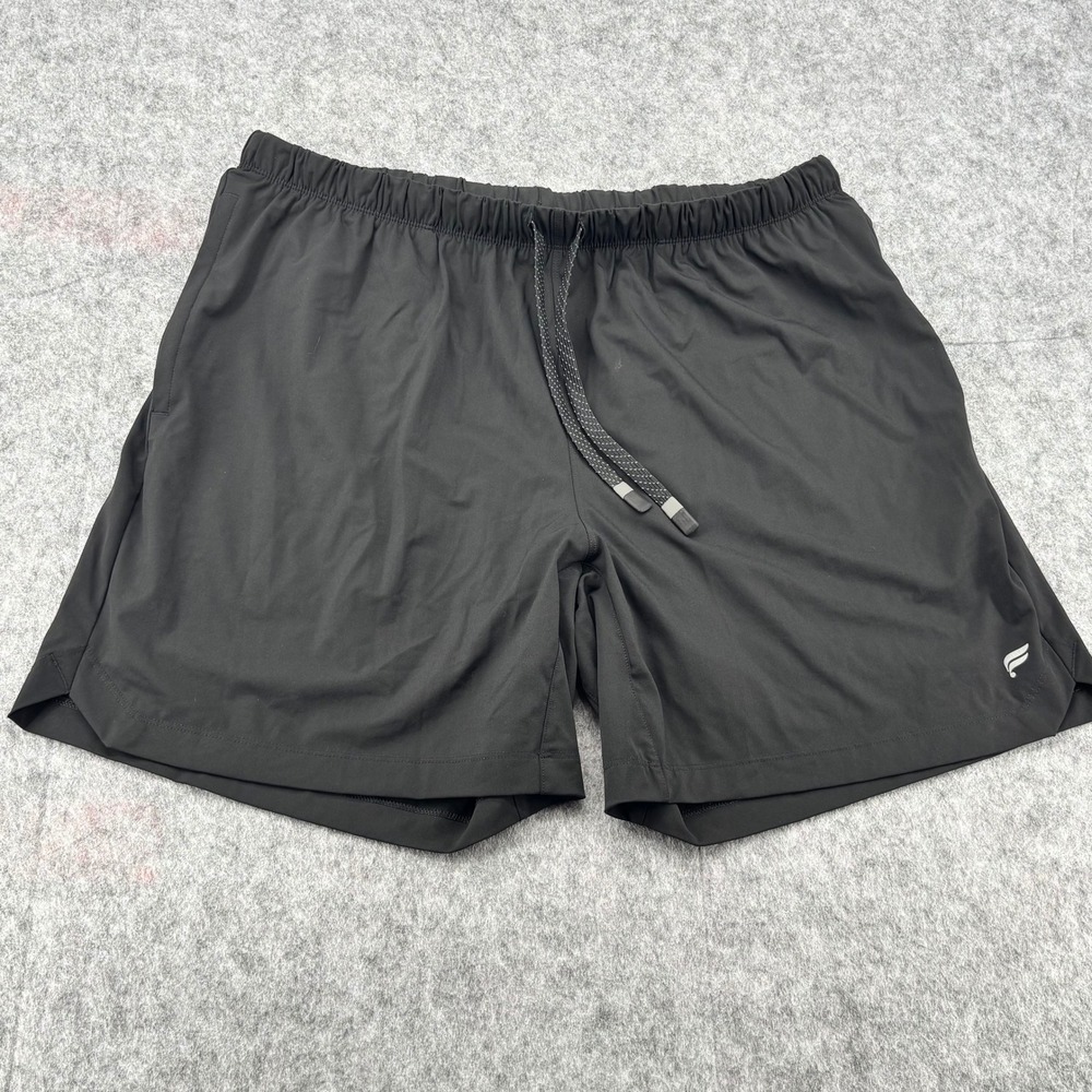 Fabletics Men Fundamental Lined Shorts Black Athletic Gym Running 7 Inch Inseam